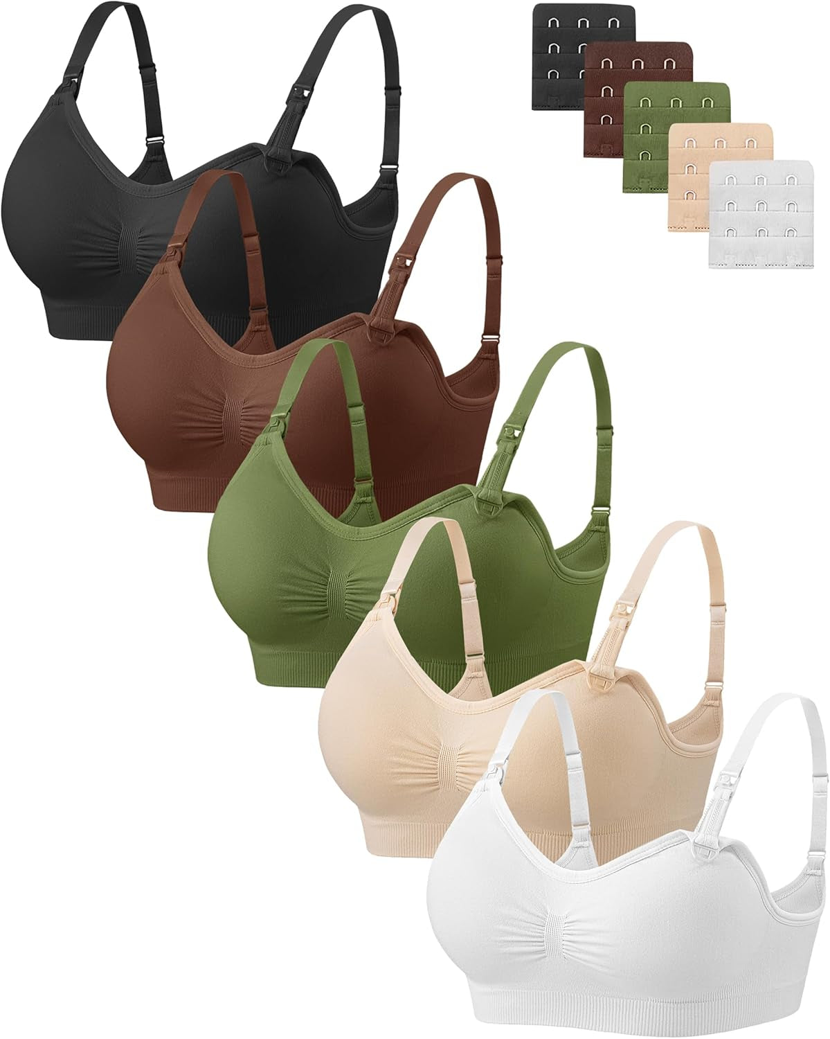 Women Nursing Bras for Breastfeeding 5 Pack