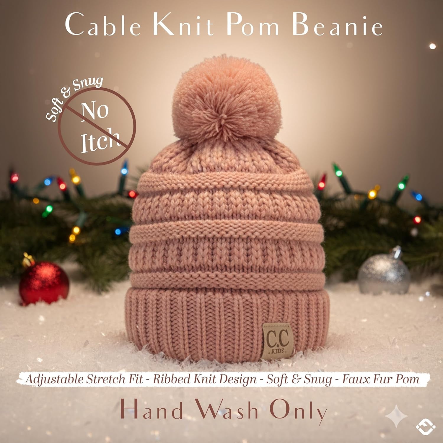 Toddler Pom Beanie – Warm Cozy Knit Snow Hats