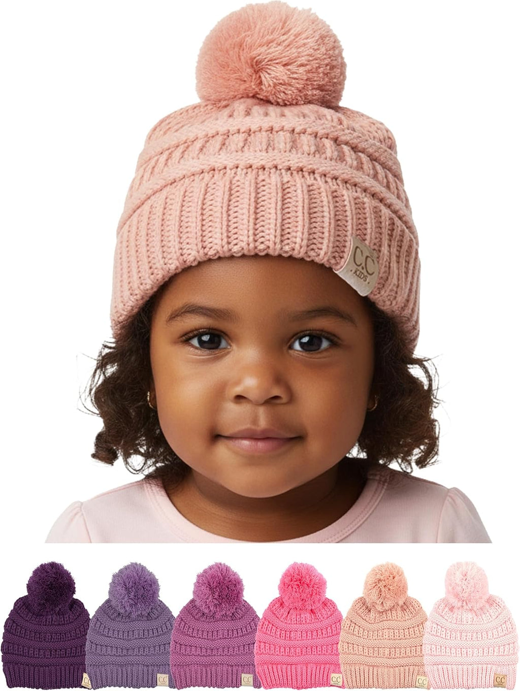 Toddler Pom Beanie – Warm Cozy Knit Snow Hats