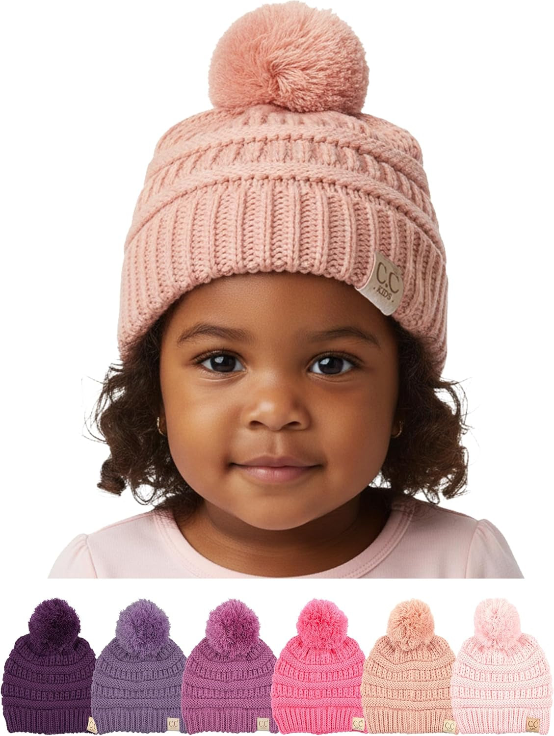Toddler Pom Beanie – Warm Cozy Knit Snow Hats