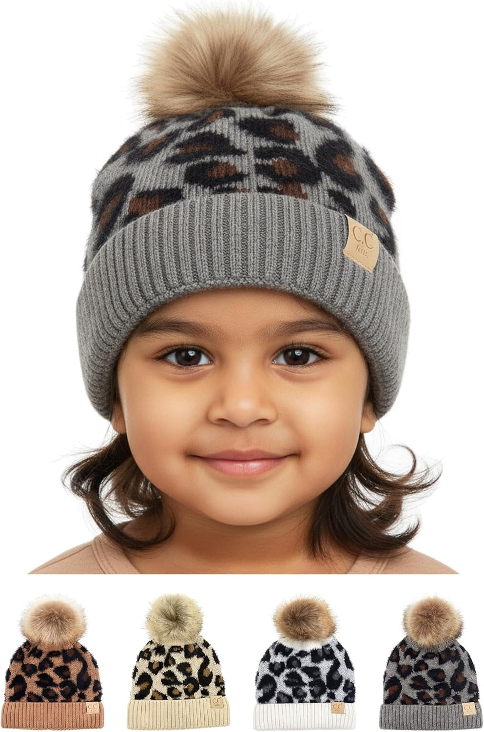 Toddler Pom Beanie – Warm Cozy Knit Snow Hats