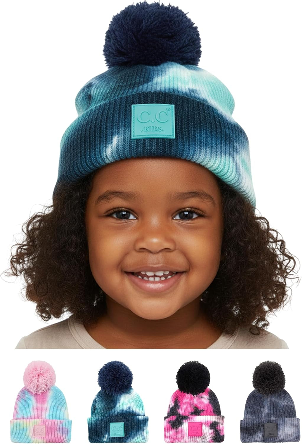 Toddler Pom Beanie – Warm Cozy Knit Snow Hats