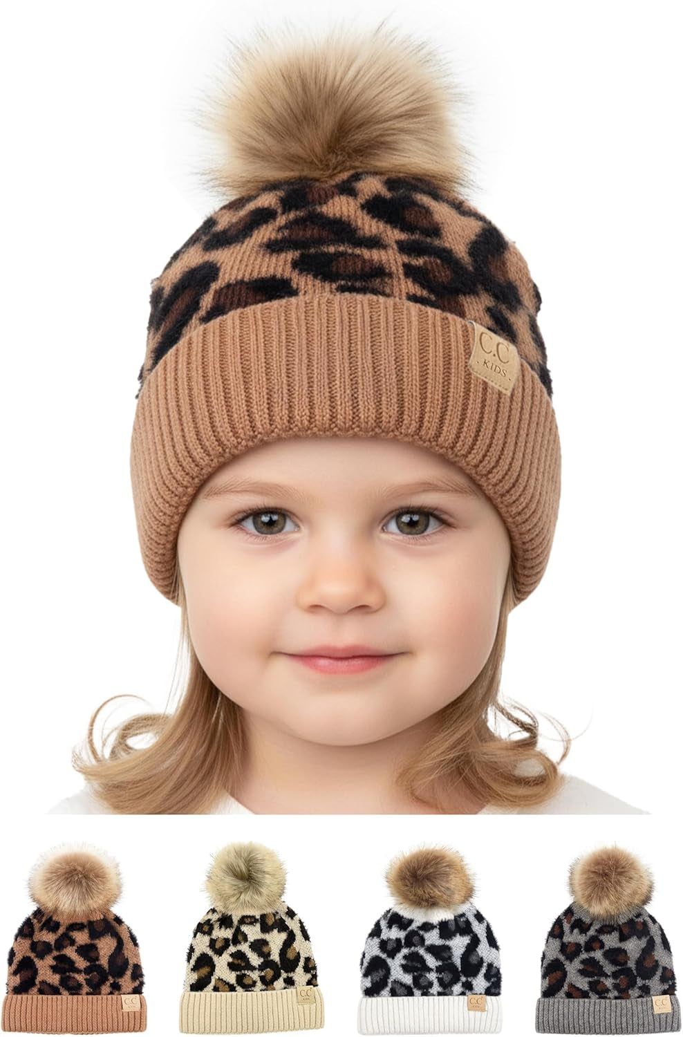 Toddler Pom Beanie – Warm Cozy Knit Snow Hats