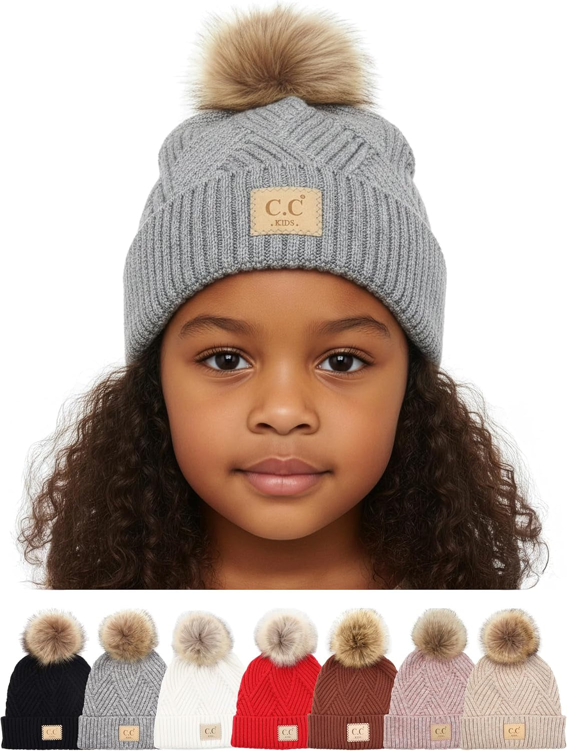 Toddler Pom Beanie – Warm Cozy Knit Snow Hats
