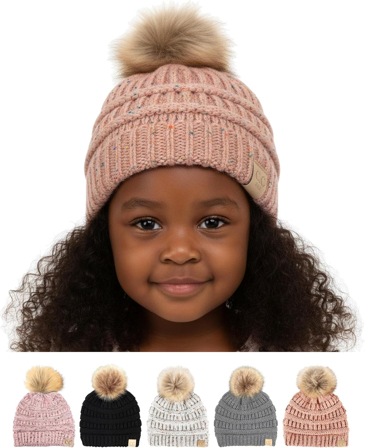 Toddler Pom Beanie – Warm Cozy Knit Snow Hats