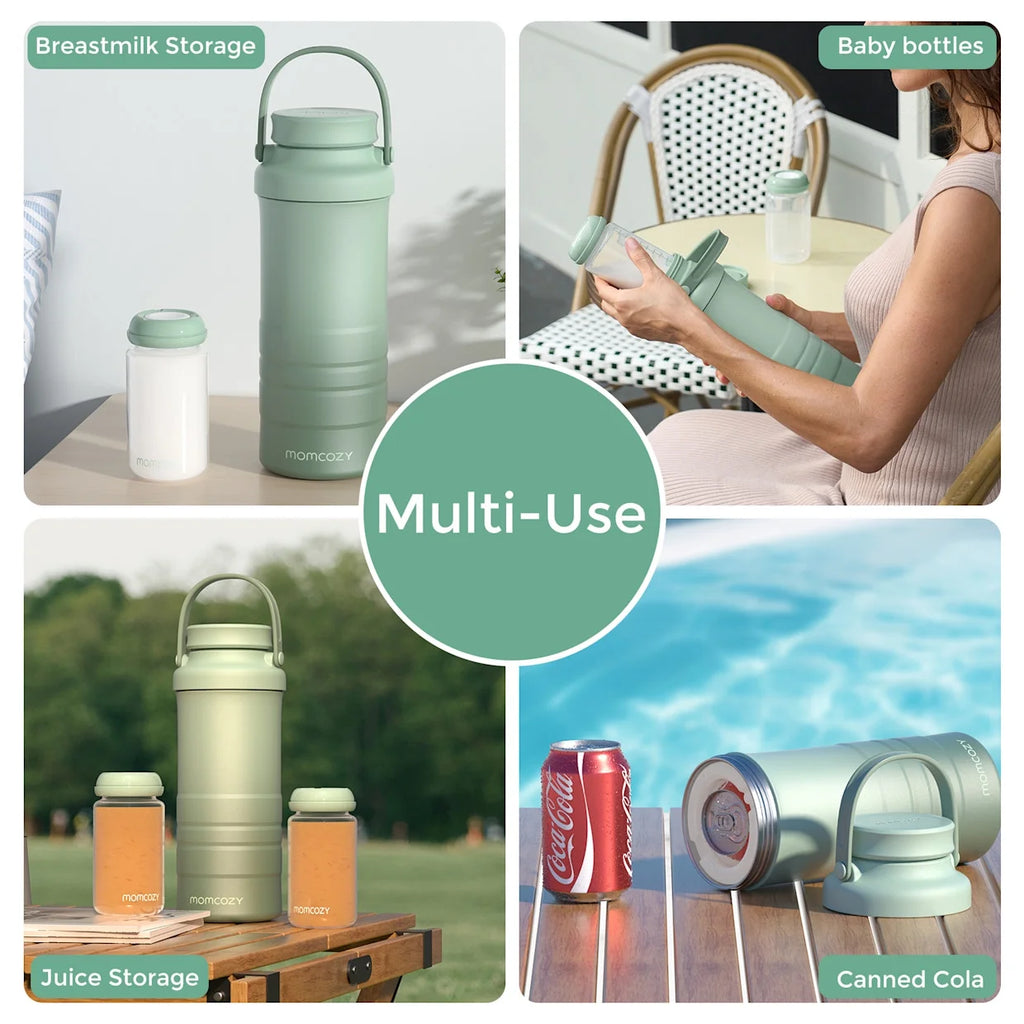Stay Fresh on the Go: 22Oz Momcozy Portable Breast Milk Cooler with 2 Bottles for 24-Hour Temperature Control