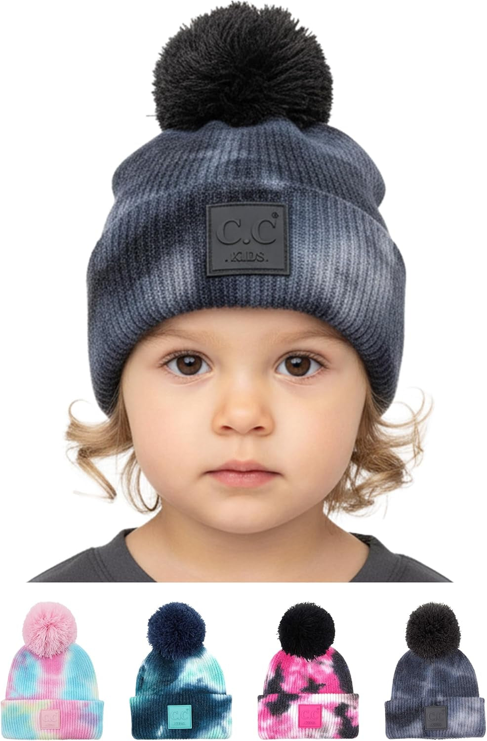 Toddler Pom Beanie – Warm Cozy Knit Snow Hats