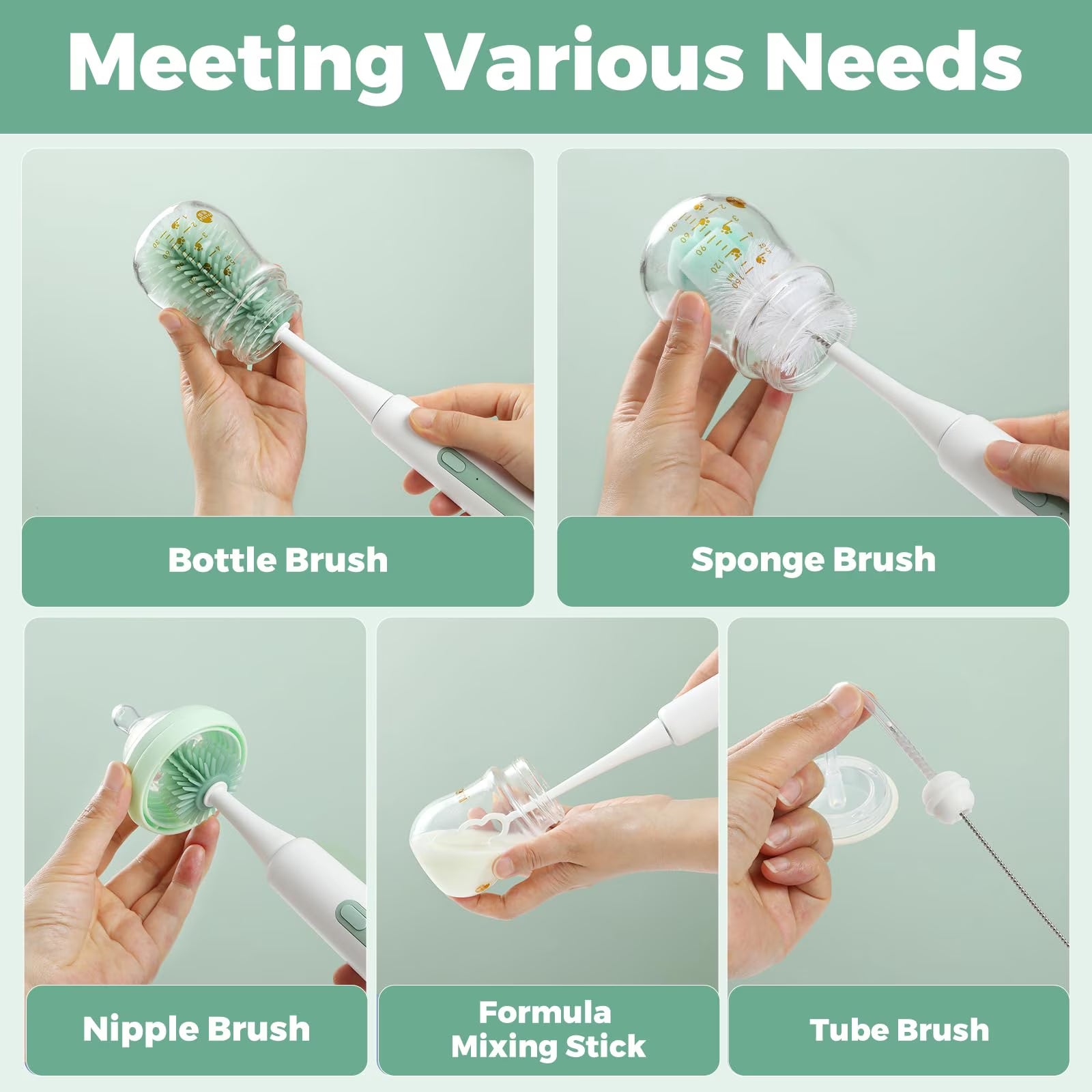 Revolutionary 7-in-1 Electric Bottle Brush Kit - Your Ultimate Portable Cleaning Solution with Long Battery Life and Essential Accessories for Home & Travel