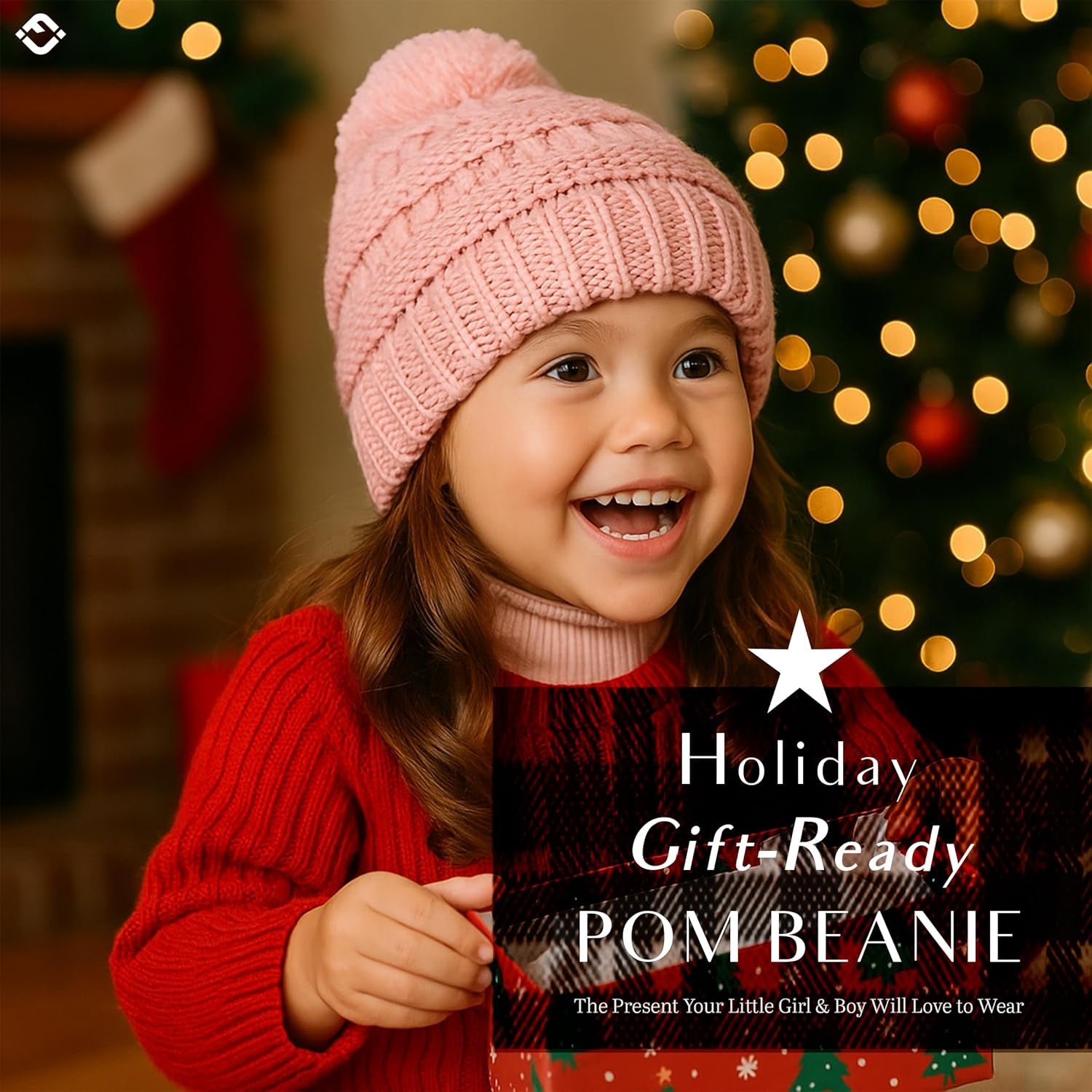 Toddler Pom Beanie – Warm Cozy Knit Snow Hats
