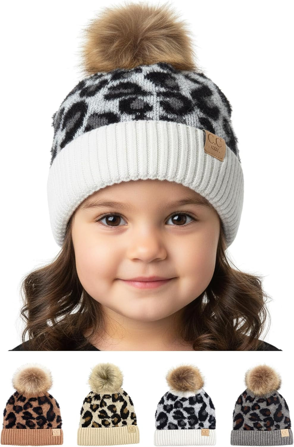 Toddler Pom Beanie – Warm Cozy Knit Snow Hats