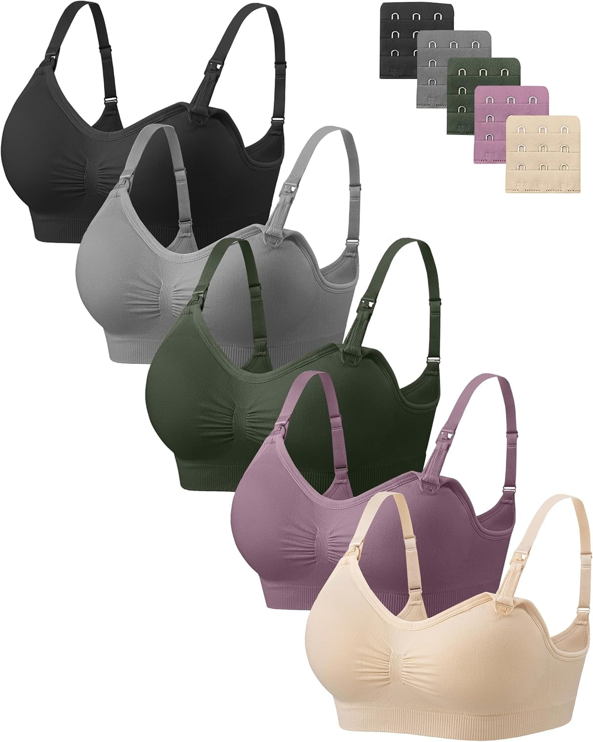 Women Nursing Bras for Breastfeeding 5 Pack