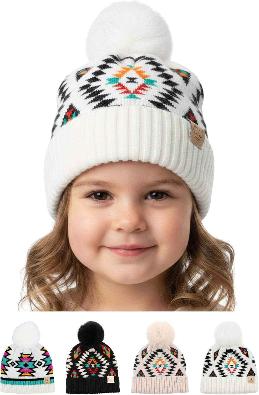 Toddler Pom Beanie – Warm Cozy Knit Snow Hats