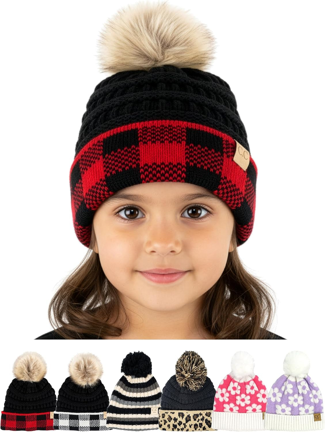 Toddler Pom Beanie – Warm Cozy Knit Snow Hats