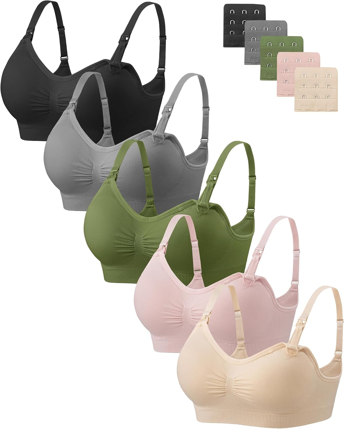 Women Nursing Bras for Breastfeeding 5 Pack