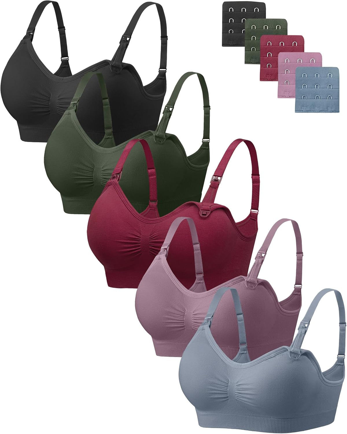 Women Nursing Bras for Breastfeeding 5 Pack