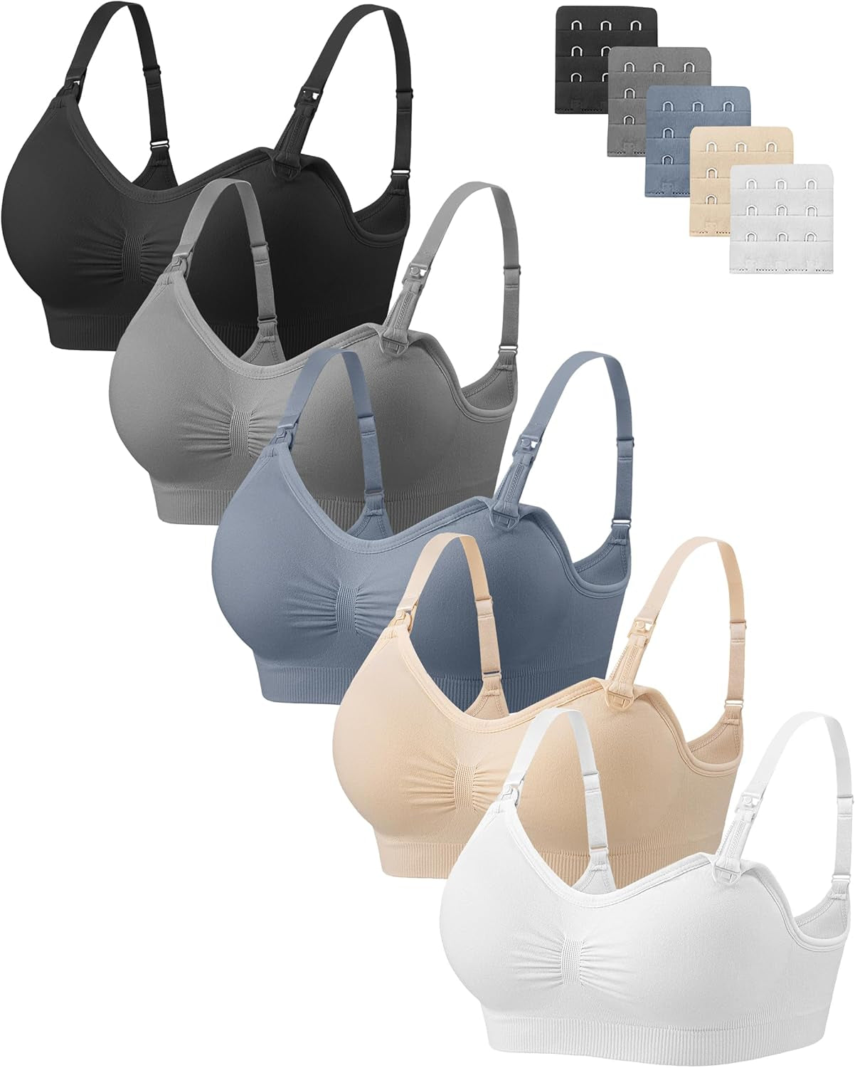 Women Nursing Bras for Breastfeeding 5 Pack