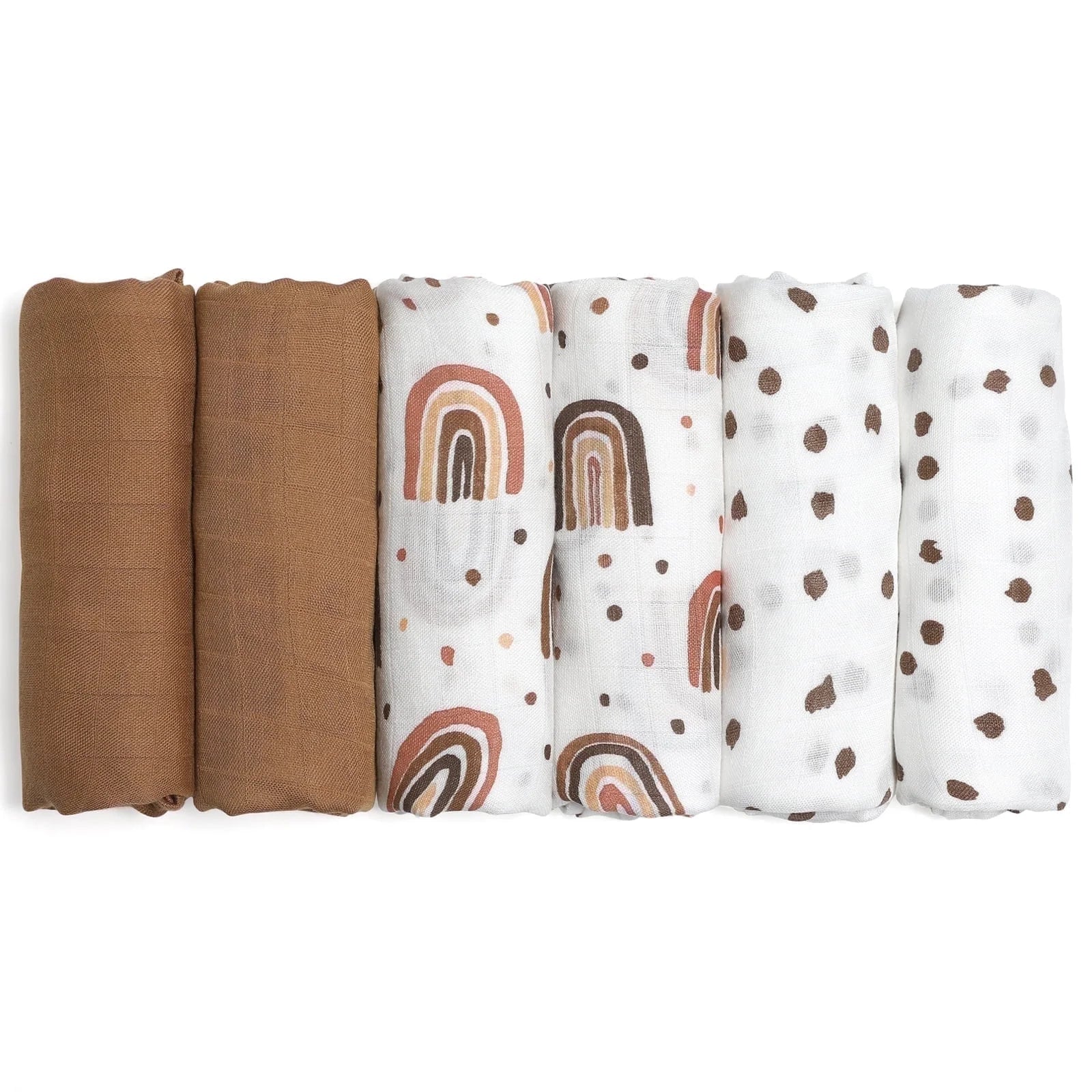 Muslin Swaddle Blankets 6-Pack - Ultra-Soft Rainbow Receiving Wraps for Newborns, Perfect for Boys and Girls, 27" x 27"