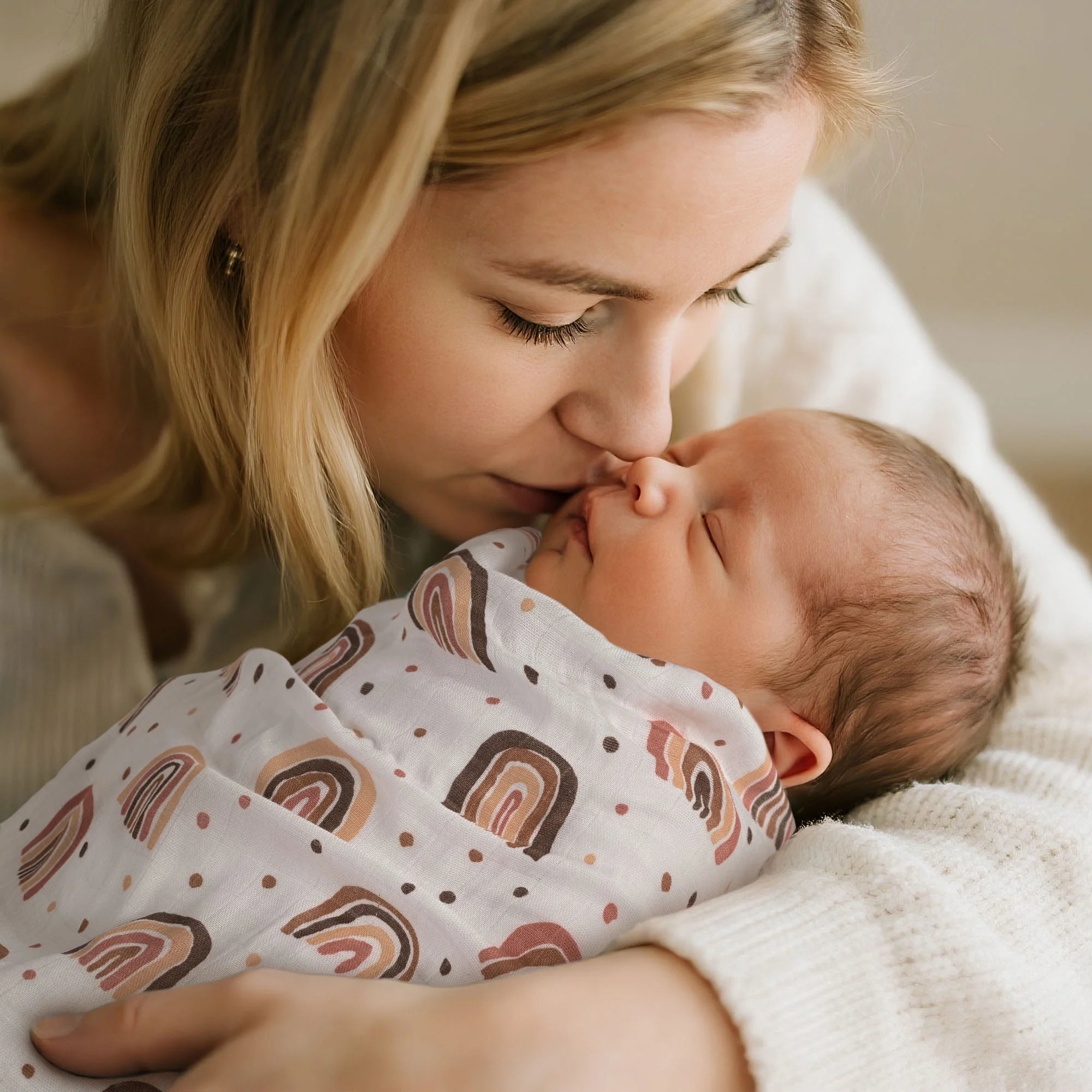 Muslin Swaddle Blankets 6-Pack - Ultra-Soft Rainbow Receiving Wraps for Newborns, Perfect for Boys and Girls, 27" x 27"