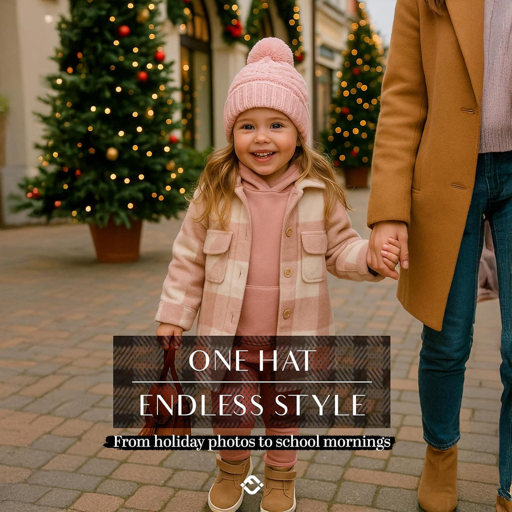 Toddler Pom Beanie – Warm Cozy Knit Snow Hats
