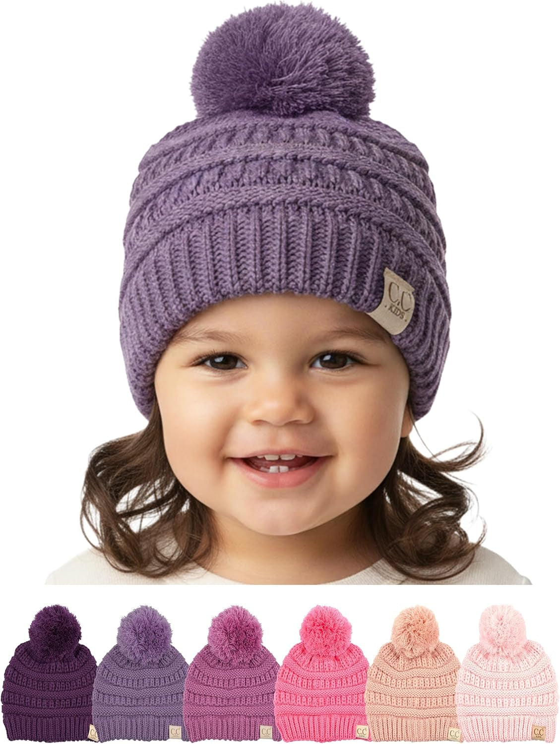 Toddler Pom Beanie – Warm Cozy Knit Snow Hats