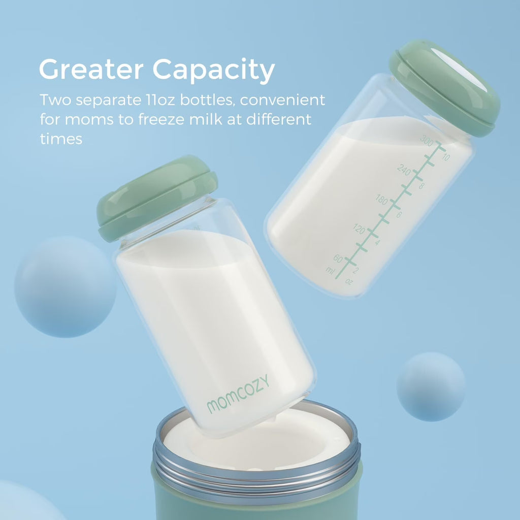 Stay Fresh on the Go: 22Oz Momcozy Portable Breast Milk Cooler with 2 Bottles for 24-Hour Temperature Control