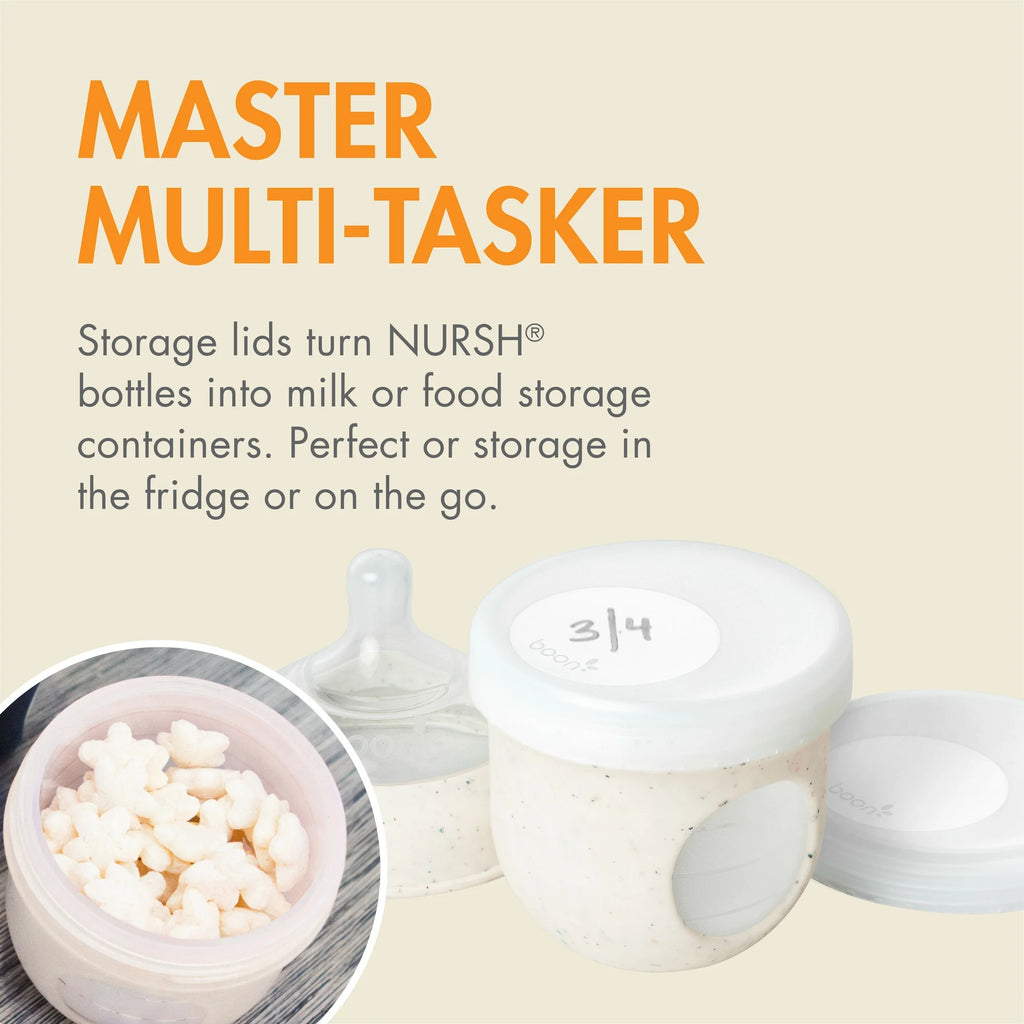 Ultimate NURSH® Silicone Bottle Bundle - 4oz & 8oz Bottles with Fast Flow Nipples and Convenient Storage Lids for a Colic-Free Feeding Experience