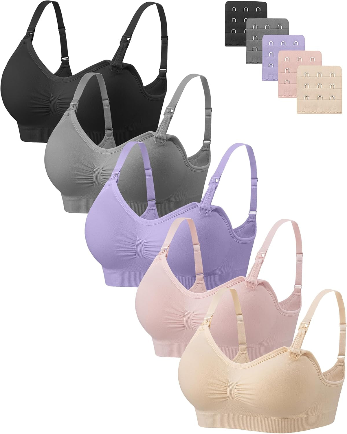 Women Nursing Bras for Breastfeeding 5 Pack