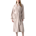 Chic Beige Women's Fleece Bathrobe - Cozy Long Sleeve Loungewear for Cold Weather in Medium-Large