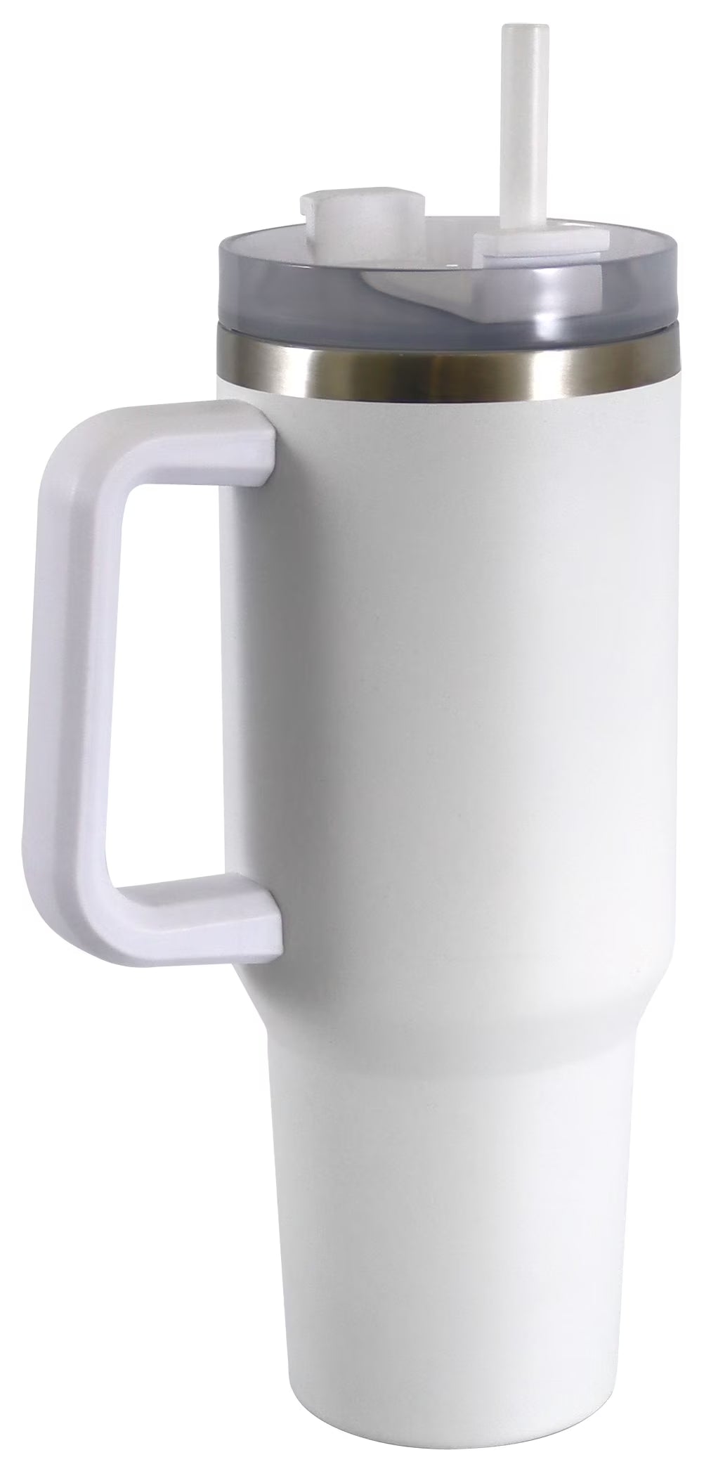 Stay Hydrated in Style with Our 40 Oz Double-Wall Insulated Stainless Steel Tumbler - Complete with Straw and Handle in Elegant White