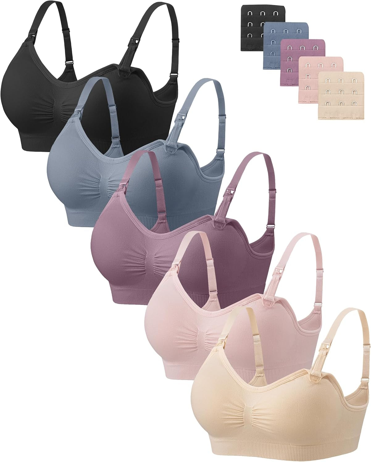 Women Nursing Bras for Breastfeeding 5 Pack