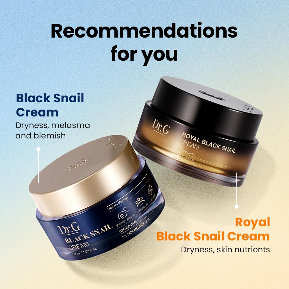 Dr. G Royal Black Snail Cream - Premium Korean Moisturizer with Snail Mucin for Radiant Skin, 50ml