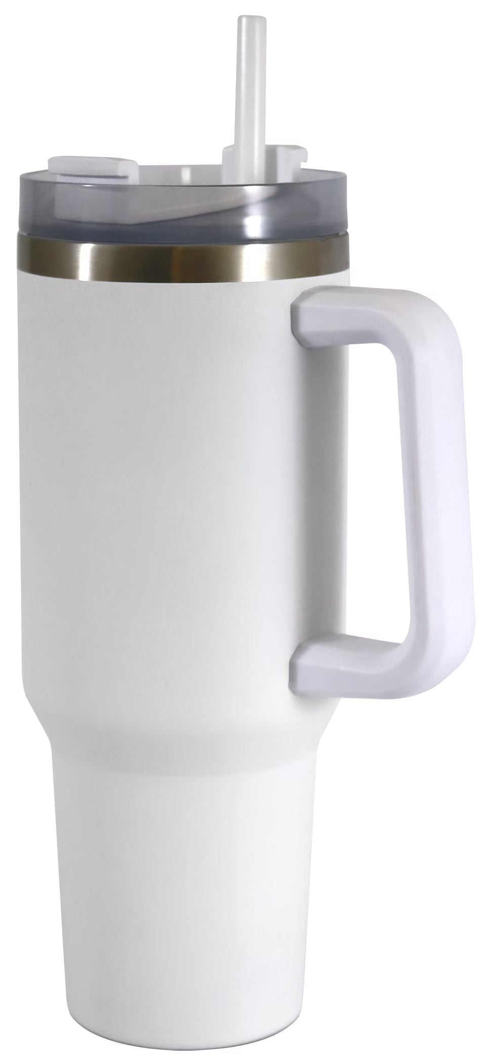 Stay Hydrated in Style with Our 40 Oz Double-Wall Insulated Stainless Steel Tumbler - Complete with Straw and Handle in Elegant White