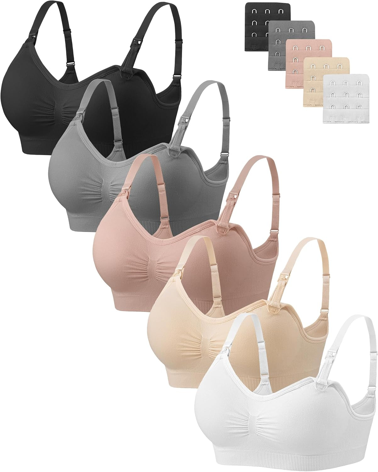 Women Nursing Bras for Breastfeeding 5 Pack