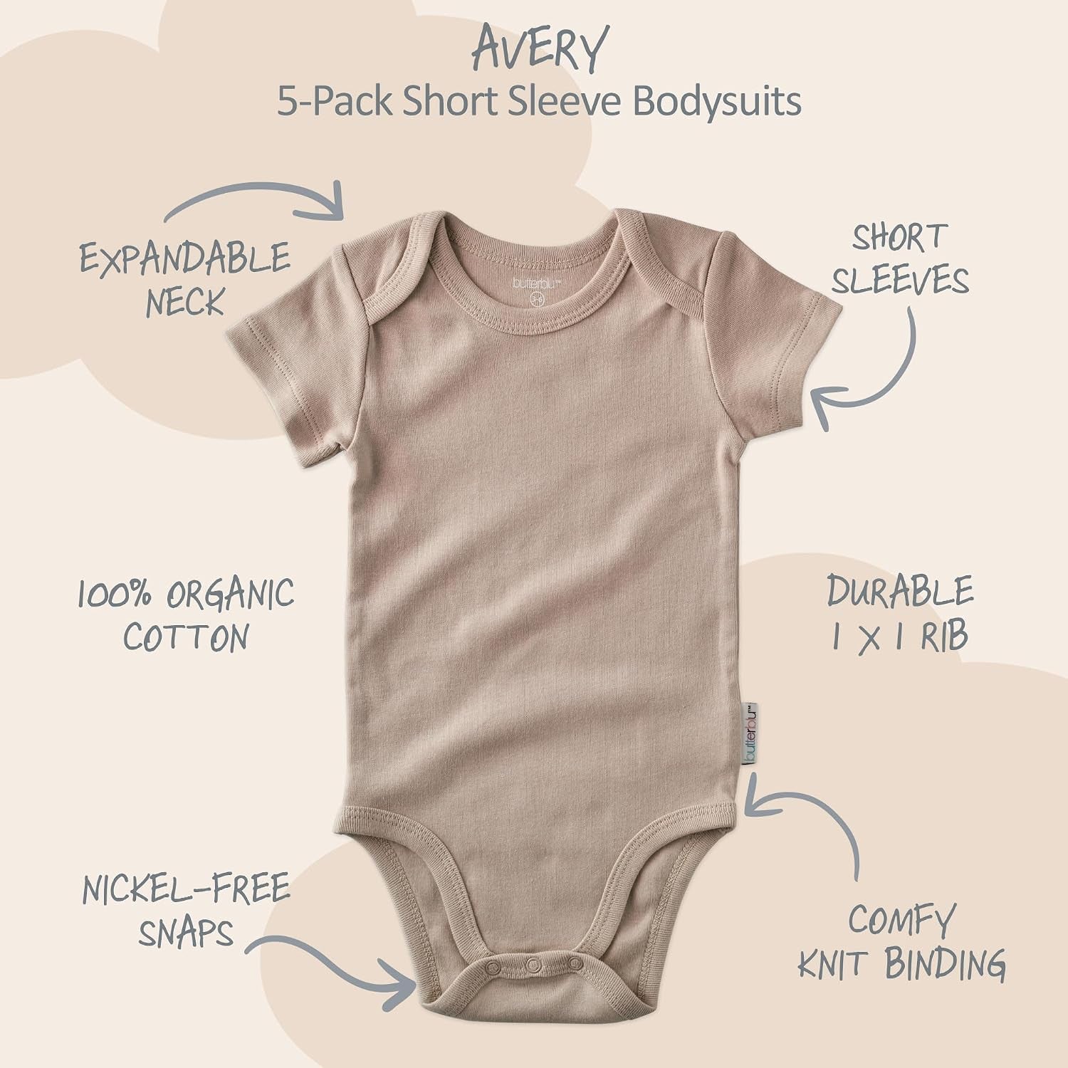 Avery Multipack Short Sleeve Bodysuits - Luxuriously Soft 100% Organic Cotton for Your Little Ones