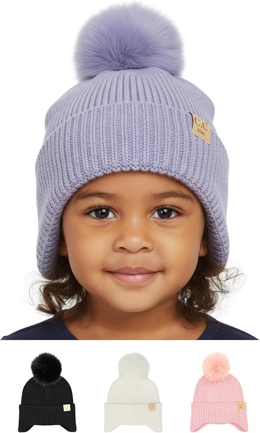 Toddler Pom Beanie – Warm Cozy Knit Snow Hats