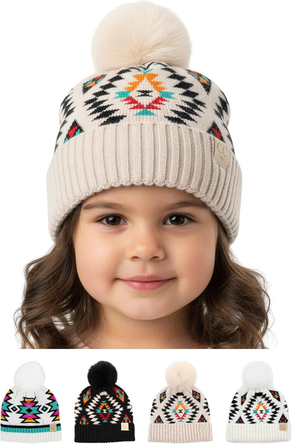 Toddler Pom Beanie – Warm Cozy Knit Snow Hats
