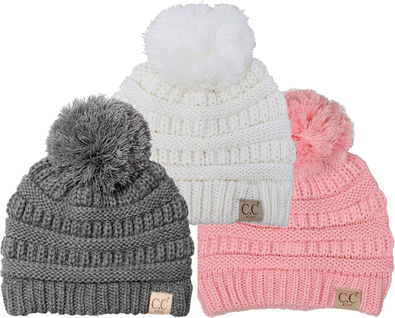 Toddler Pom Beanie – Warm Cozy Knit Snow Hats