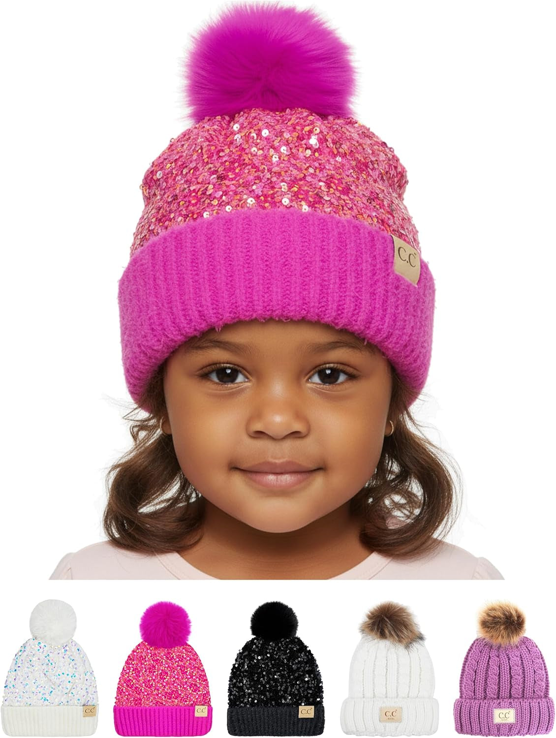 Toddler Pom Beanie – Warm Cozy Knit Snow Hats