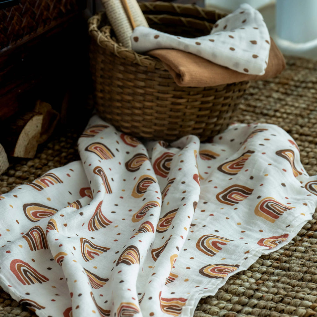 Muslin Swaddle Blankets 6-Pack - Ultra-Soft Rainbow Receiving Wraps for Newborns, Perfect for Boys and Girls, 27" x 27"