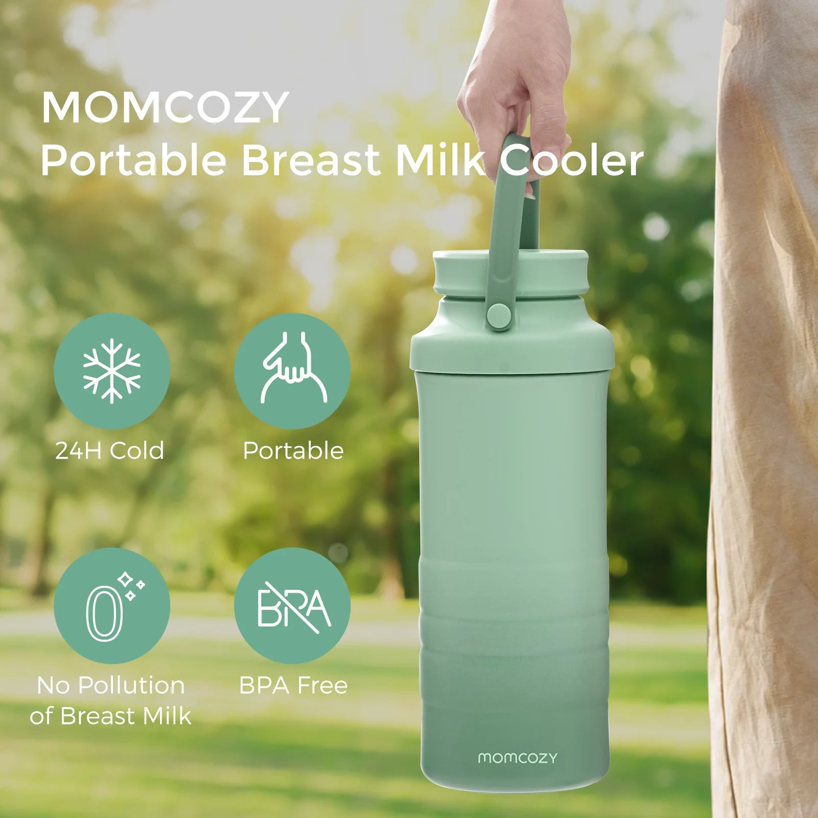 Stay Fresh on the Go: 22Oz Momcozy Portable Breast Milk Cooler with 2 Bottles for 24-Hour Temperature Control