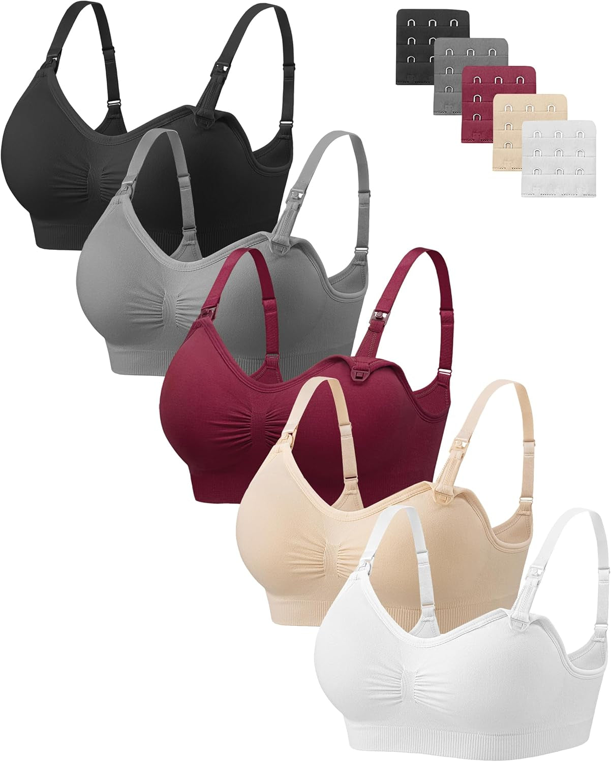 Women Nursing Bras for Breastfeeding 5 Pack