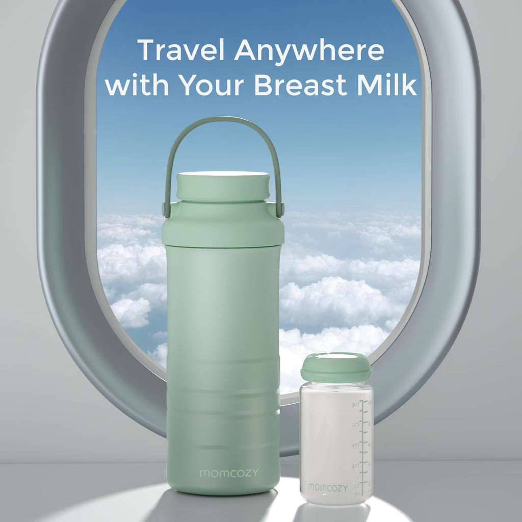 Stay Fresh on the Go: 22Oz Momcozy Portable Breast Milk Cooler with 2 Bottles for 24-Hour Temperature Control