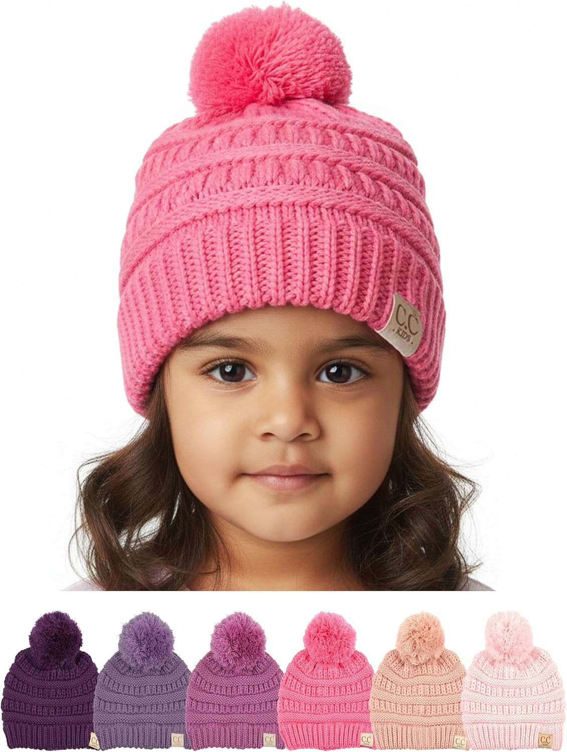 Toddler Pom Beanie – Warm Cozy Knit Snow Hats