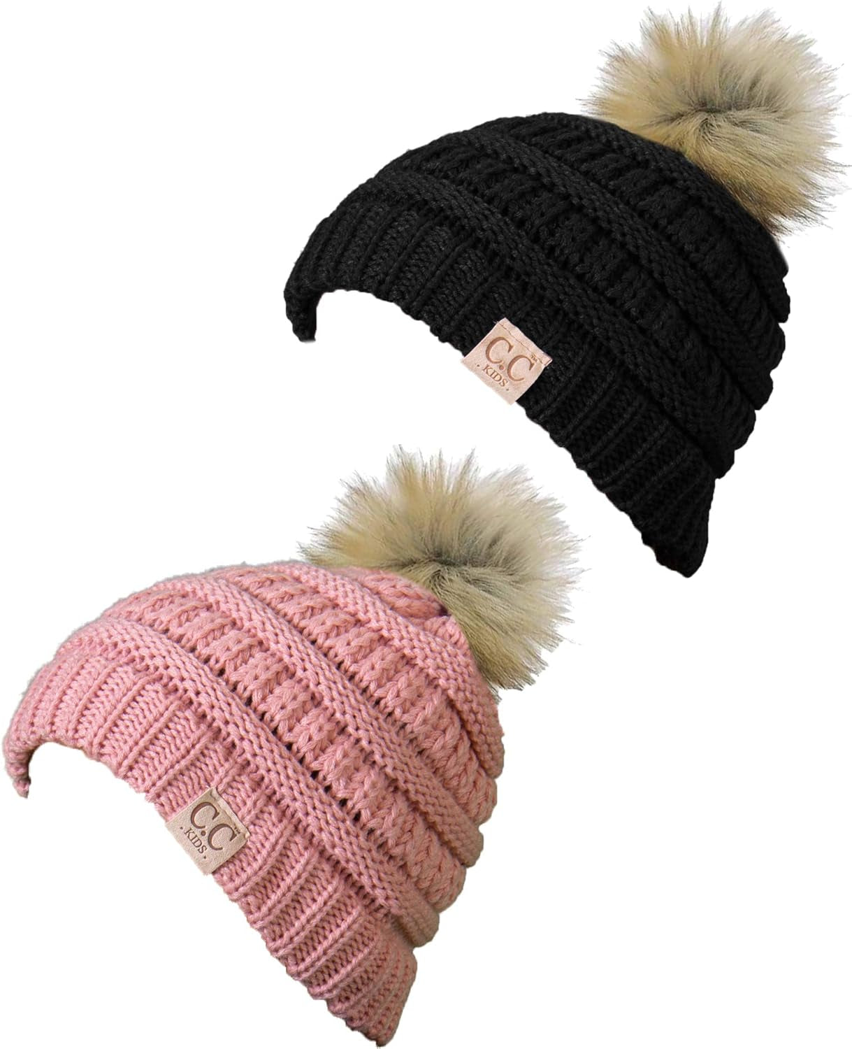 Toddler Pom Beanie – Warm Cozy Knit Snow Hats