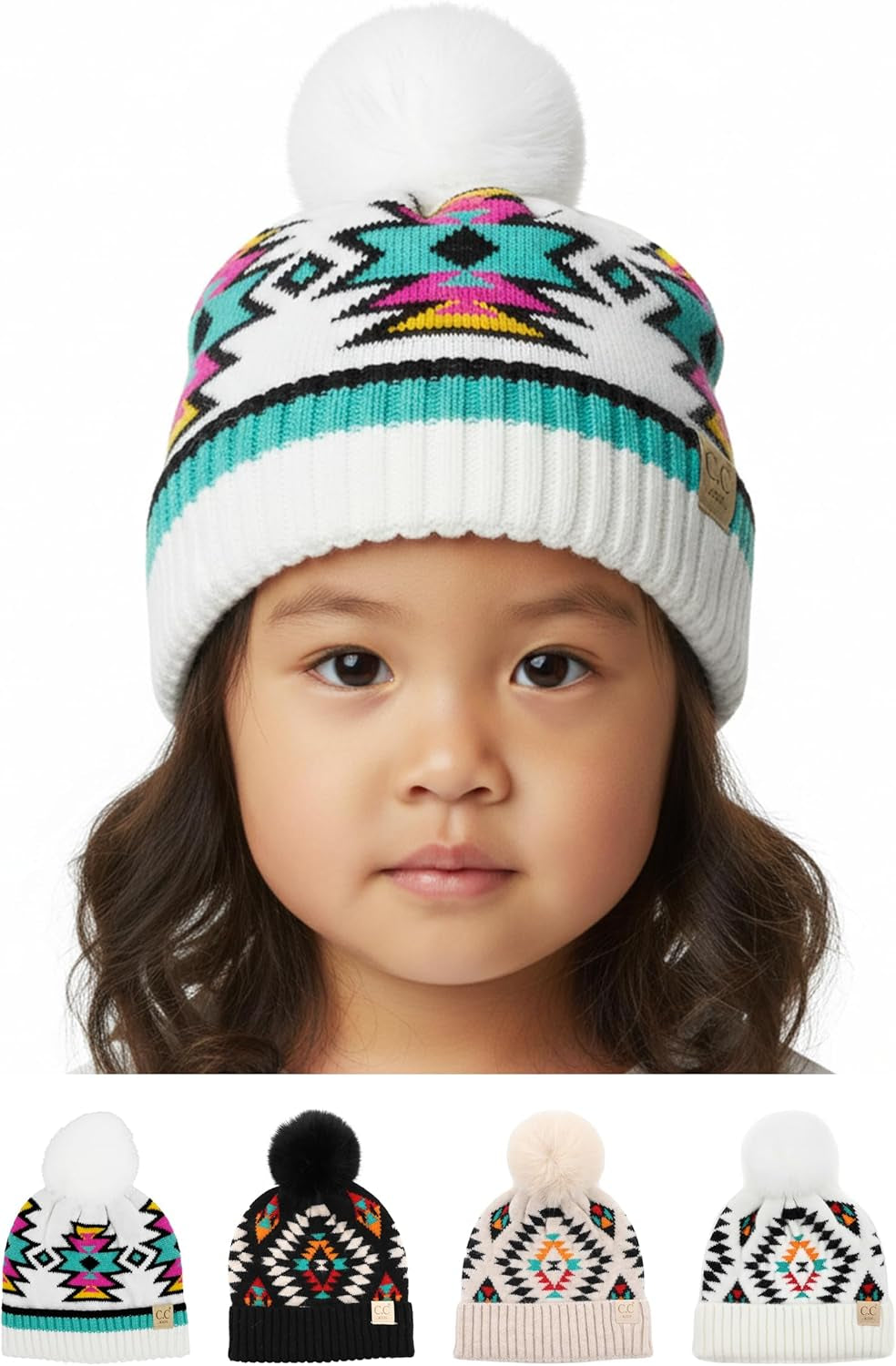 Toddler Pom Beanie – Warm Cozy Knit Snow Hats