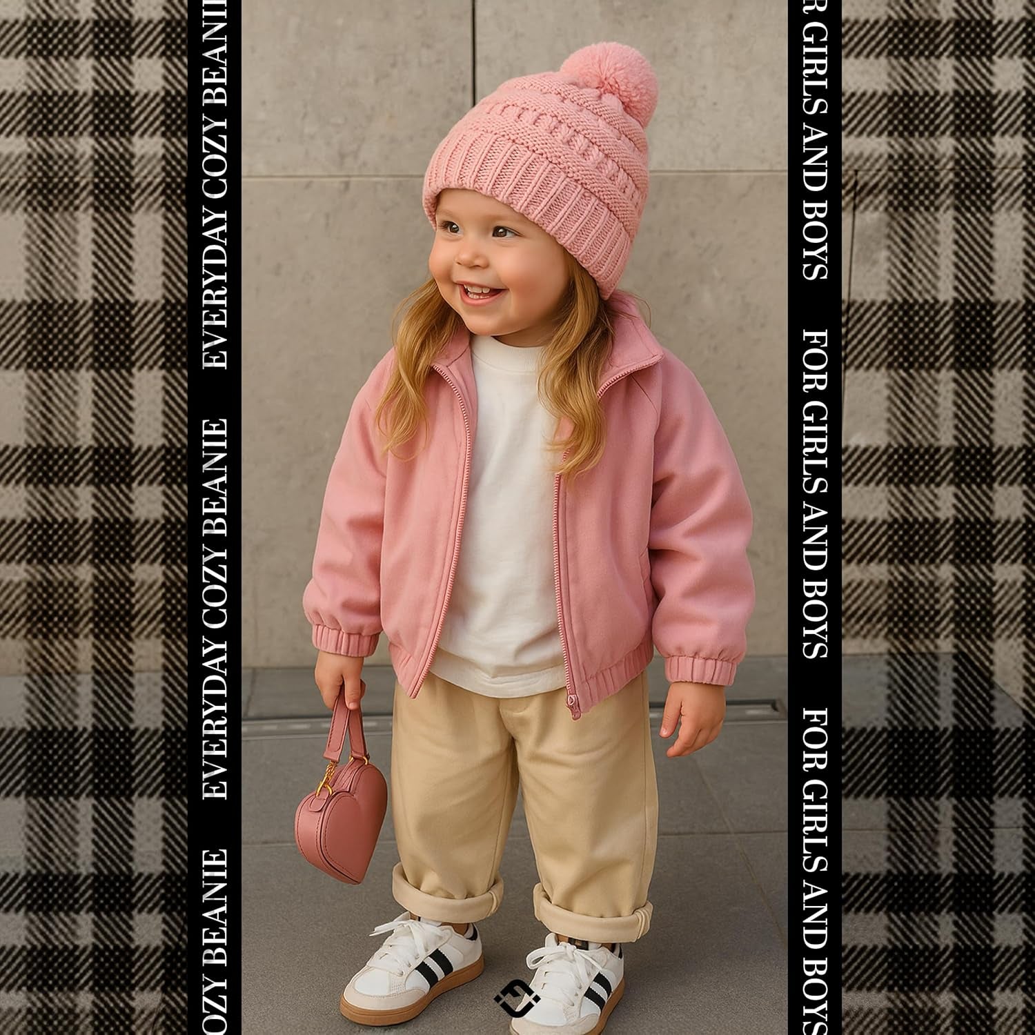 Toddler Pom Beanie – Warm Cozy Knit Snow Hats