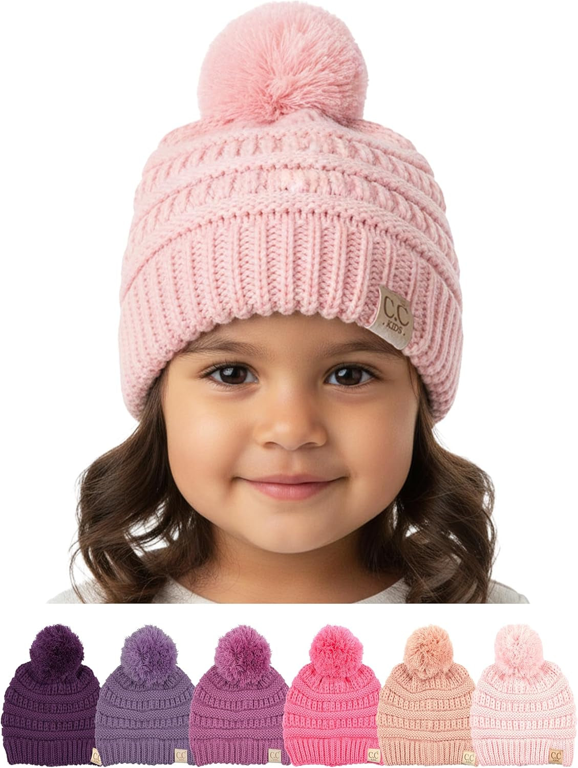 Toddler Pom Beanie – Warm Cozy Knit Snow Hats