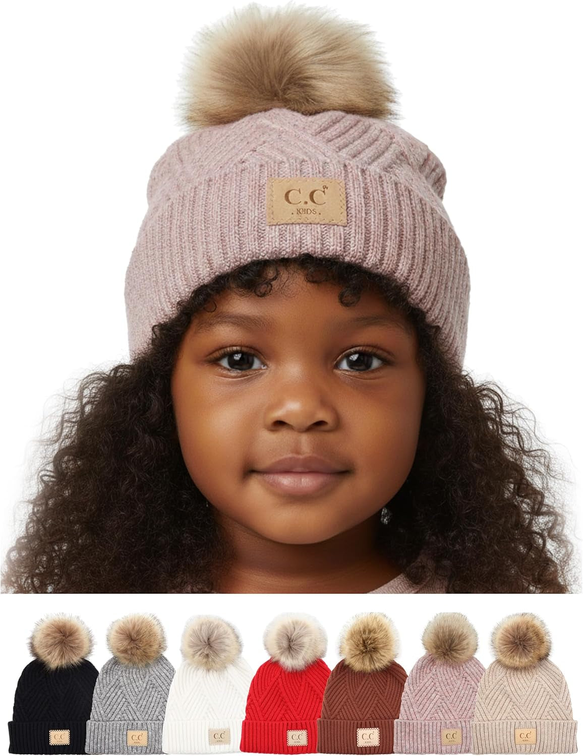 Toddler Pom Beanie – Warm Cozy Knit Snow Hats