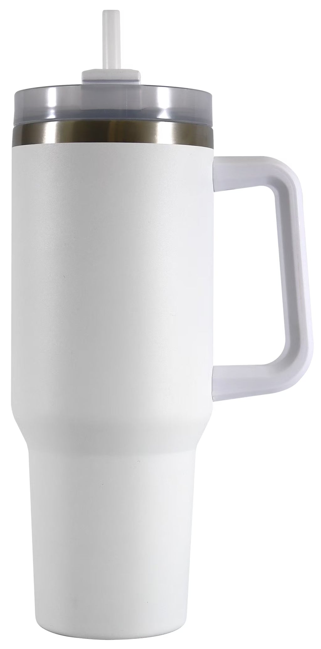 Stay Hydrated in Style with Our 40 Oz Double-Wall Insulated Stainless Steel Tumbler - Complete with Straw and Handle in Elegant White