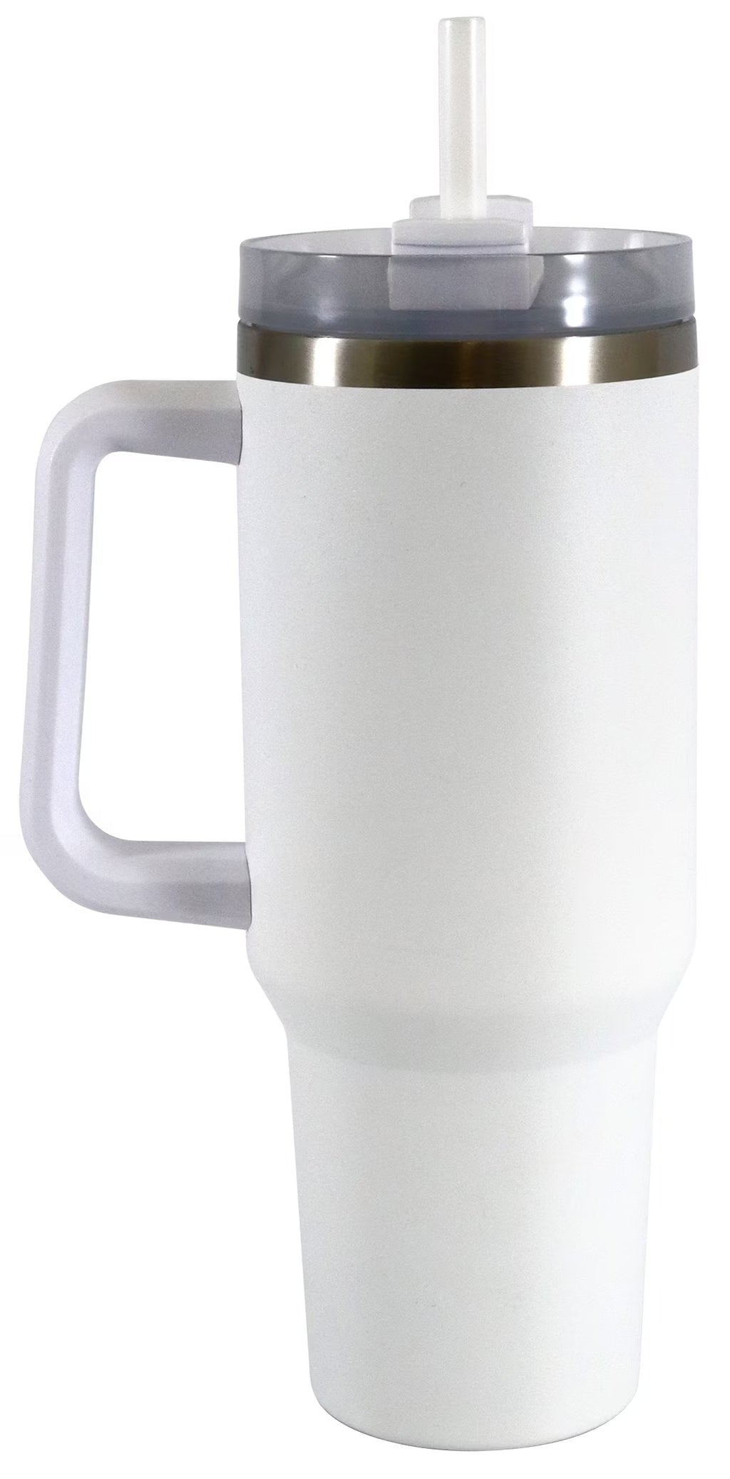 Stay Hydrated in Style with Our 40 Oz Double-Wall Insulated Stainless Steel Tumbler - Complete with Straw and Handle in Elegant White
